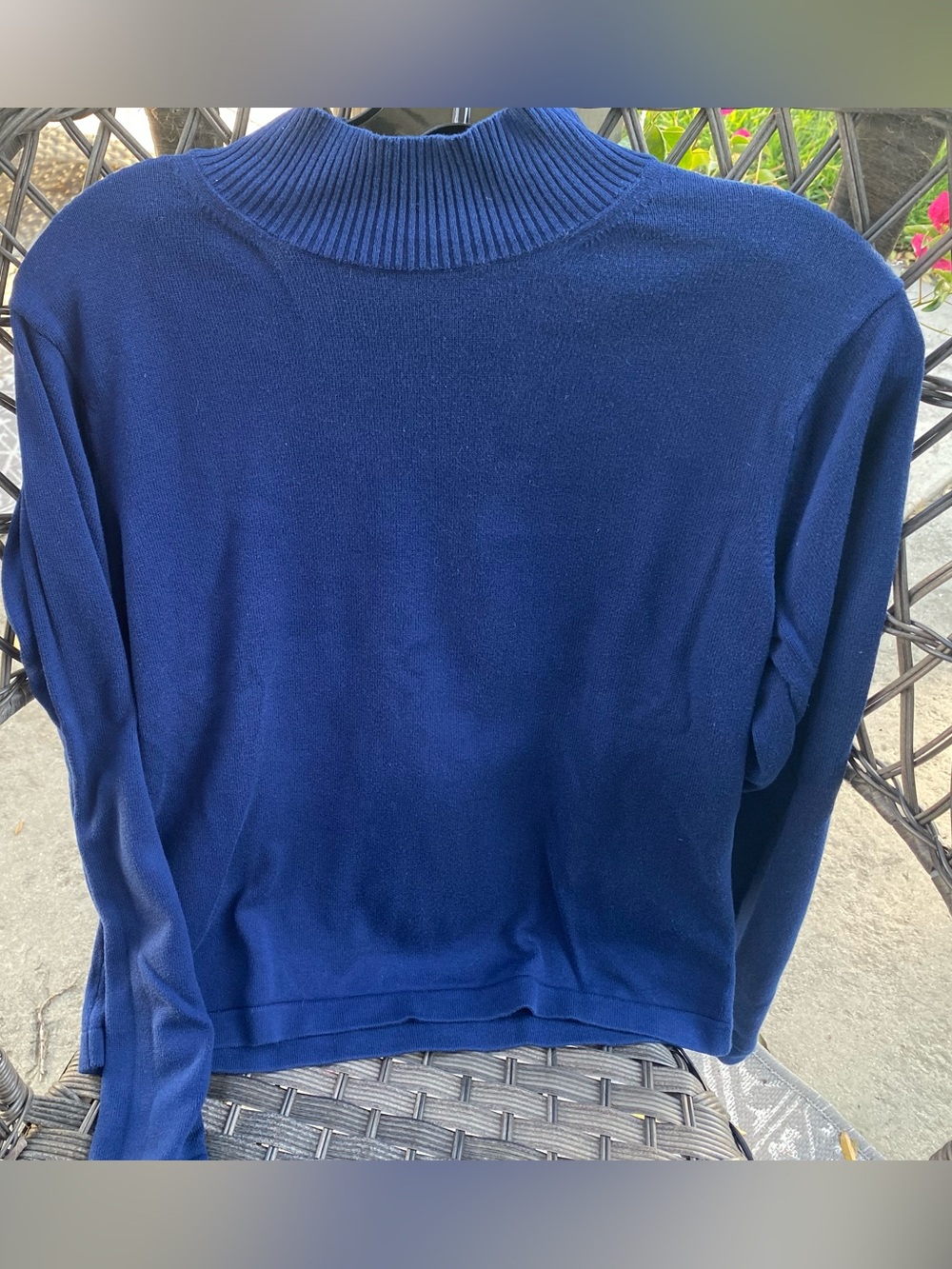 Talbots Navy Mock Neck Cotton Sweater